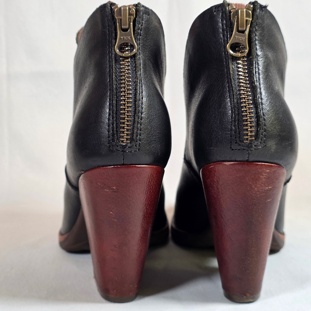 Kork-Ease Castaneda Black Womens 7.5 Leather Zip Ankle Boot Block Heel Boho Chic - Picture 3 of 8